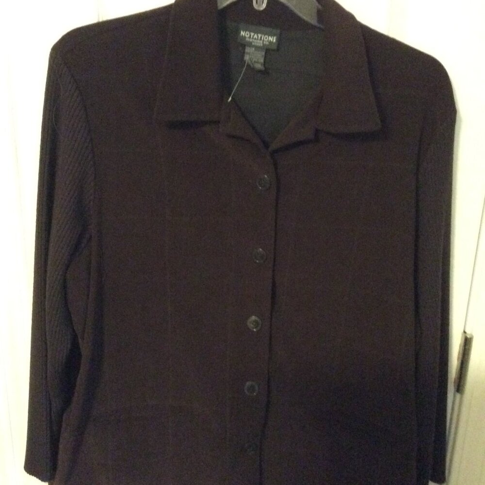 Dark Brown size 2X button down jacket by Notations